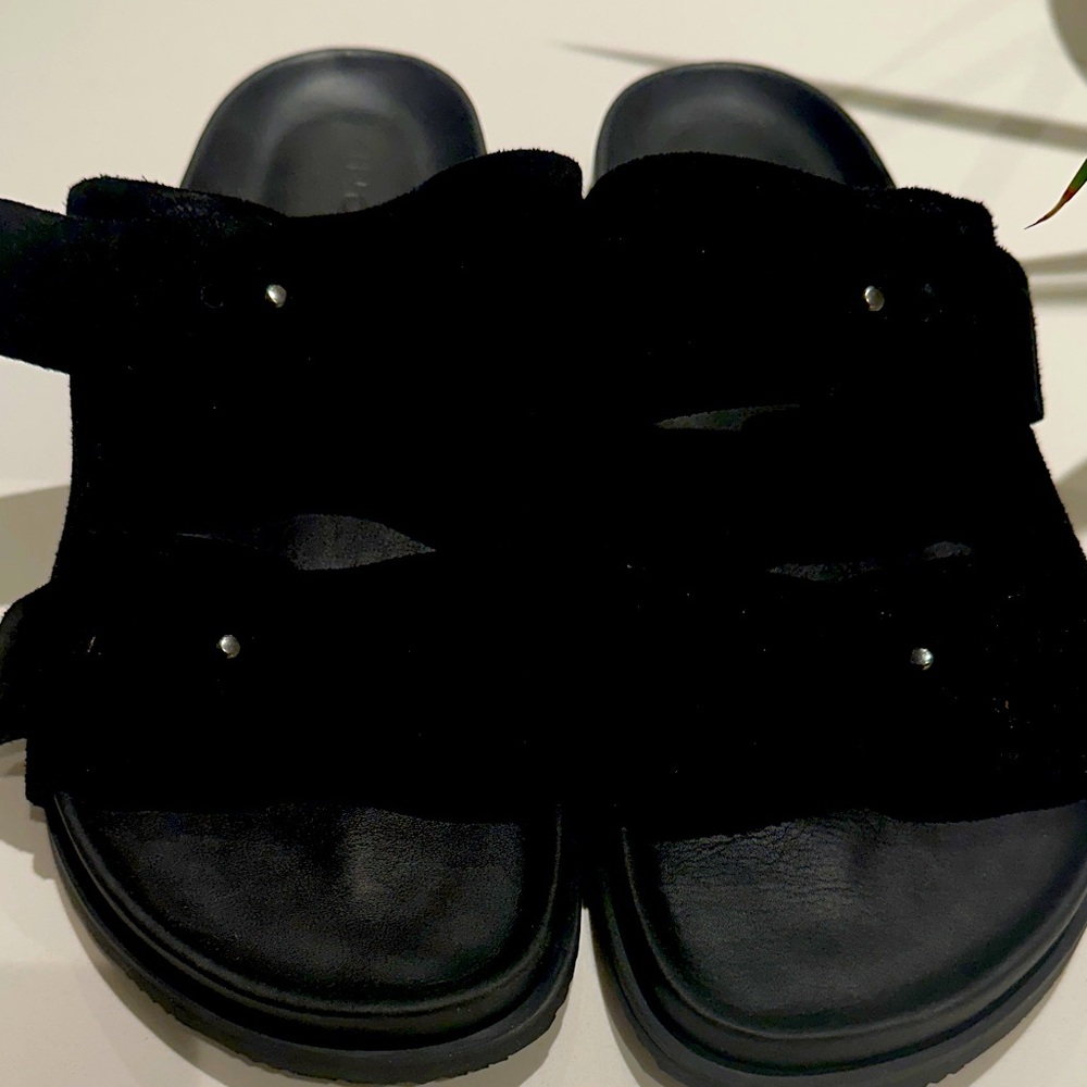 Black Suede Sandals with Straps